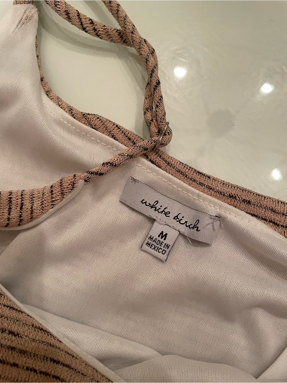 Striped Spaghetti Strap Midi Dress - tan and black - Picture 3 of 3